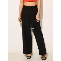 Only Black Polyester Solid Trousers-picture-34