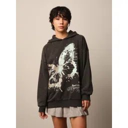 Only Black Printed Oversized Hoodie image 2