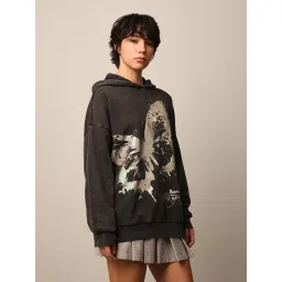 Only Black Printed Oversized Hoodie image 4