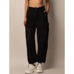 Only Black Self Design High Rise Joggers-picture-37