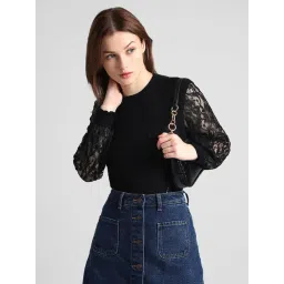 Only Black Self Design Pullover-picture-10