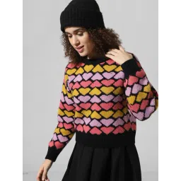 Only Black Self Design Pullover-picture-21