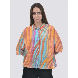 Only Blazing Orange Regular Fit Printed Shirt-picture-22
