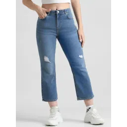 Only Blue Blended Distressed Regular Fit High Rise Jeans-picture-35