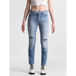 Only Blue Blended Distressed Slim Fit High Rise Jeans-image-31
