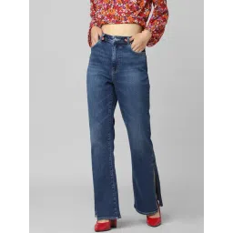 Only Blue Cotton Flared Fit High Rise Jeans-picture-33