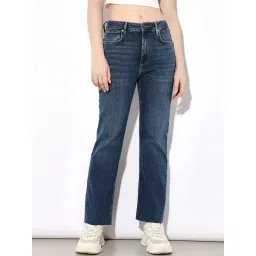 Only Blue Cotton Flared Fit High Rise Jeans-picture-34