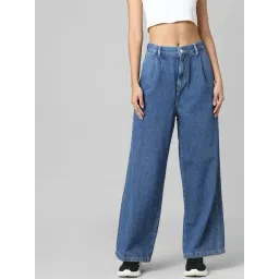 Only Blue Cotton Regular Fit High Rise Jeans-picture-27