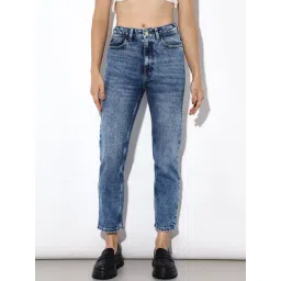 Only Blue Cotton Regular Fit High Rise Jeans-picture-25