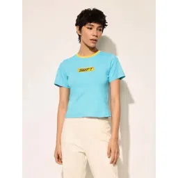 Only Blue Cotton Regular Fit Printed Crop Top-picture-27