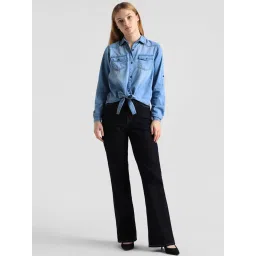 Only Blue Cotton Relaxed Fit Shirt image 5