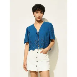 Only Blue Cotton Self Shirt-picture-19