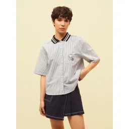 Only Blue Cotton Stripes Shirt image 1