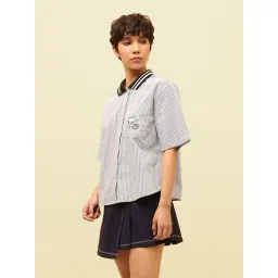 Only Blue Cotton Stripes Shirt image 3