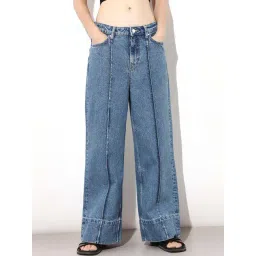 Only Blue Cotton Wide Leg Fit Jeans-picture-20