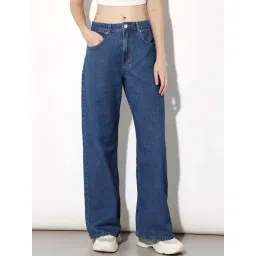 Only Blue Cotton Wide Leg Fit Jeans-picture-18