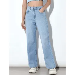 Only Blue Cotton Wide Leg Fit Jeans-picture-19