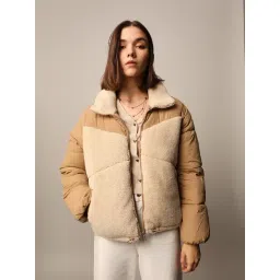 Only Brown & Beige Regular Fit Puffer Jacket-picture-24