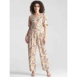 Only Brown & White Printed Maxi Jumpsuit-image-28