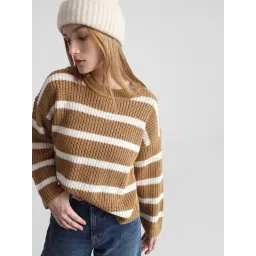 Only Brown & White Striped Pullover-picture-26