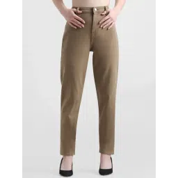 Only Brown Cotton Relaxed Fit High Rise Jeans-picture-19