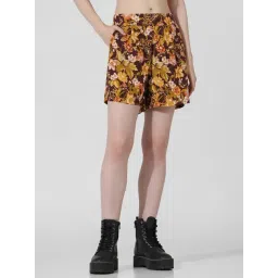 Only Brown Floral Print Shorts-image-36