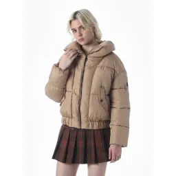 Only Brown Polyester Solid Puffer Jacket-picture-12