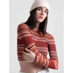 Only Brown Striped Pullover-picture-21