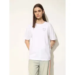 Only Cloud Dancer Cotton Regular Fit Embellished T-Shirt-picture-28