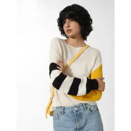 Only Cream & Yellow Acrylic Color-Block Sweater-picture-29