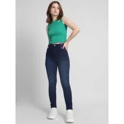 Only Dark Blue Blended  Skinny Fit High Rise Jeans-picture-23