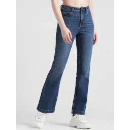 Only Dark Blue Cotton Regular Fit High Rise Jeans-picture-40