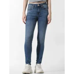 Only Dark Blue Cotton Skinny Fit Mid Rise Jeans-picture-20