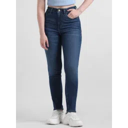 Only Dark Blue Cotton Skinny Fit Mid Rise Jeans-picture-17