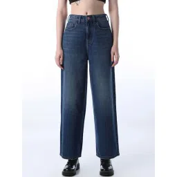 Only Dark Blue Cotton Wide Leg Fit Jeans-picture-25