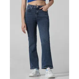 Only Dark Blue Flared Fit High Rise Jeans-picture-39