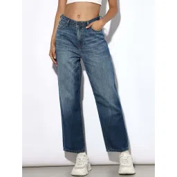 Only Dark Blue Straight Wide Leg Jeans-picture-32