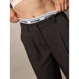 Only Dark Grey Blended Striped High Rise Pants image 5