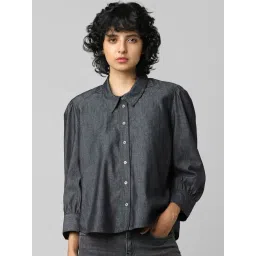 Only Dark Grey Regular Fit Denim Shirt-picture-23