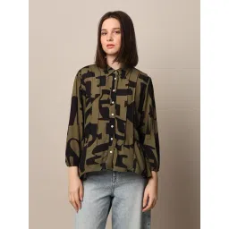 Only Green & Black Viscose Printed Shirt-picture-20