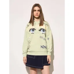 Only Green Cotton Regular Fit Printed Hoodie-picture-34