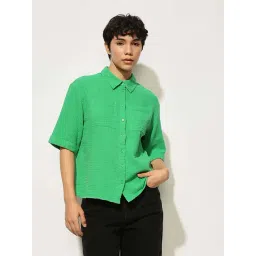Only Green Cotton Solid Shirt-picture-47