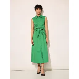 Only Green Cotton Solid Sleeveless Dress-picture-32
