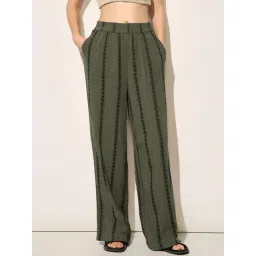 Only Green Cotton Straight Fit Embroidered Trousers-picture-46