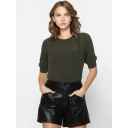 Only Green Self Design Pullover-picture-43