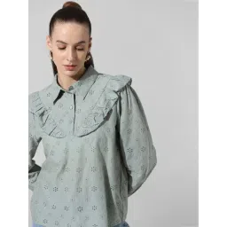 Only Grey Cotton Self Design Shirt-picture-29