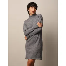 Only Grey Cotton Textured A Line Dress-picture-34