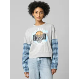 Only Grey Printed Round Neck Sweatshirt-picture-42