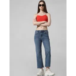 Only Light Blue Blended Regular Fit Mid Rise Jeans-picture-18