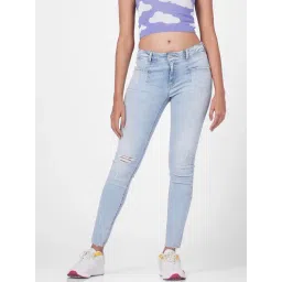 Only Light Blue Cotton Distressed Jeans-picture-34